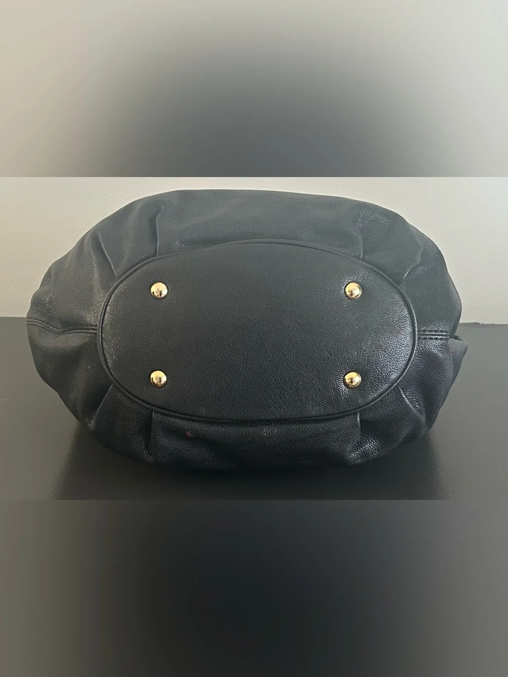 Michael Kors Black Pebbled Leather Gold Chain Grommet Hobo Shoulder Bag
